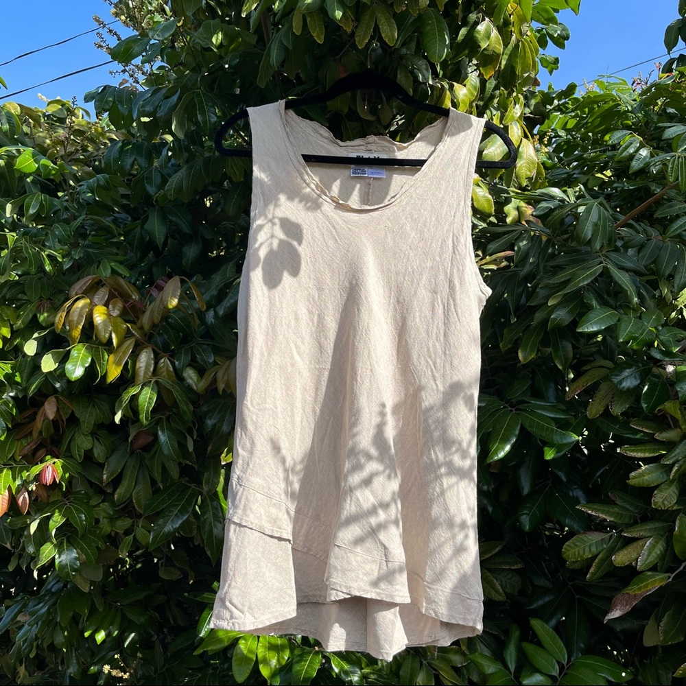 Flax tan ivory linen sleeveless tank top